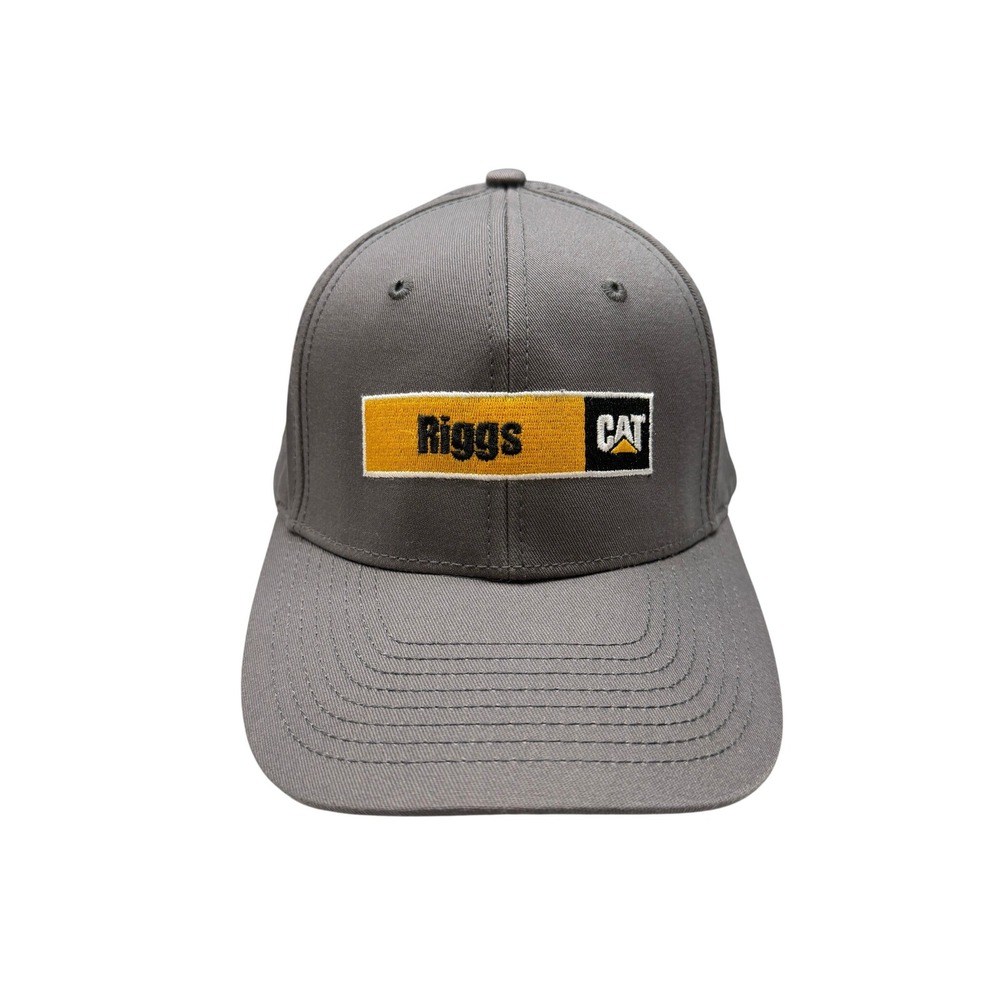 Caterpillar Riggs Hat Mens Grey Embroidered Patch Adjustable Workwear Cap OSFA